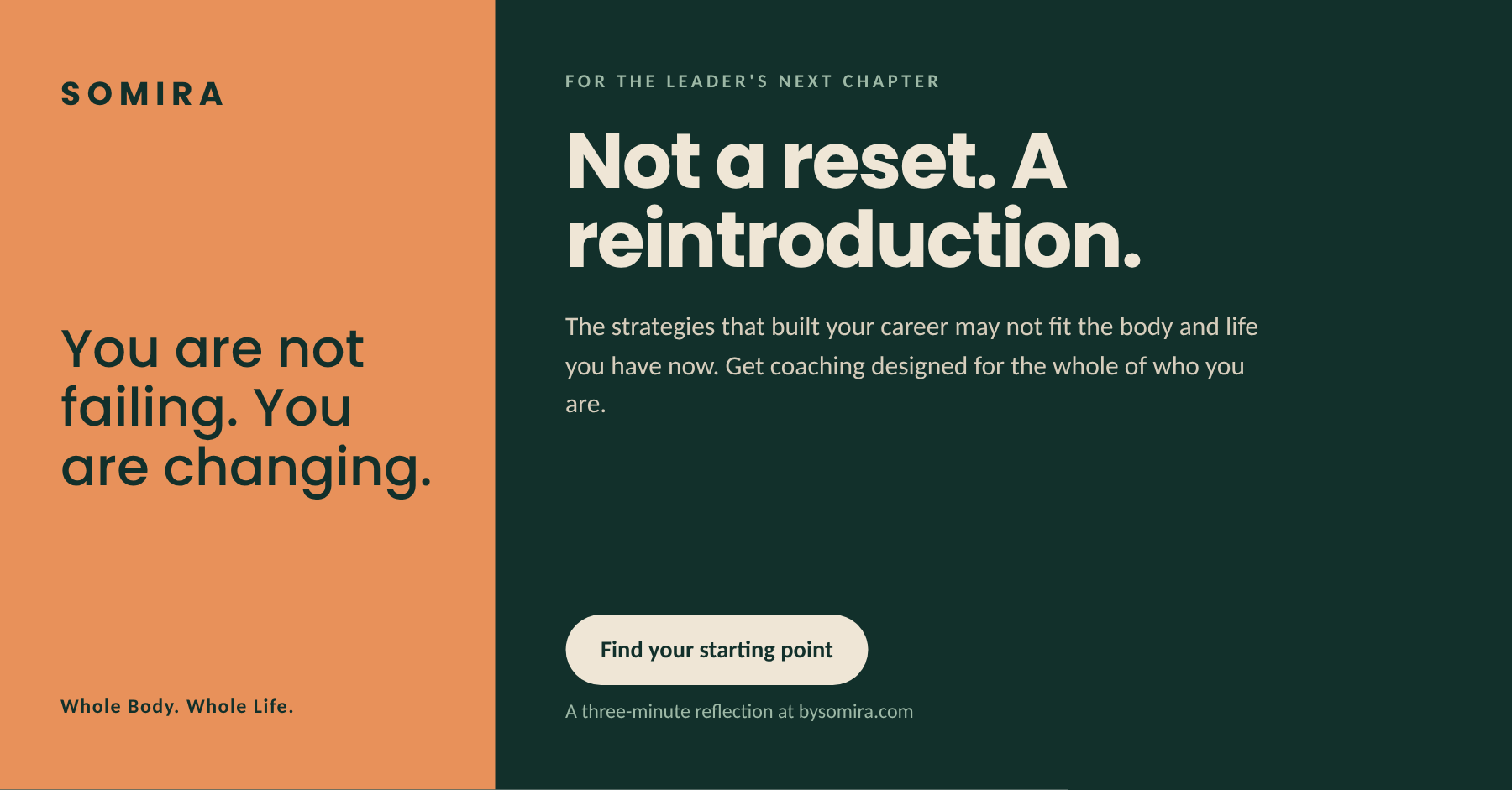 Original SOMIRA leadership advertising creative: Not a reset. A reintroduction.